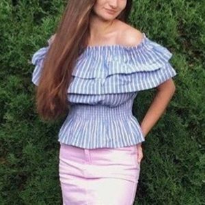 Ruffle Off-the-Shoulder Peplum Top